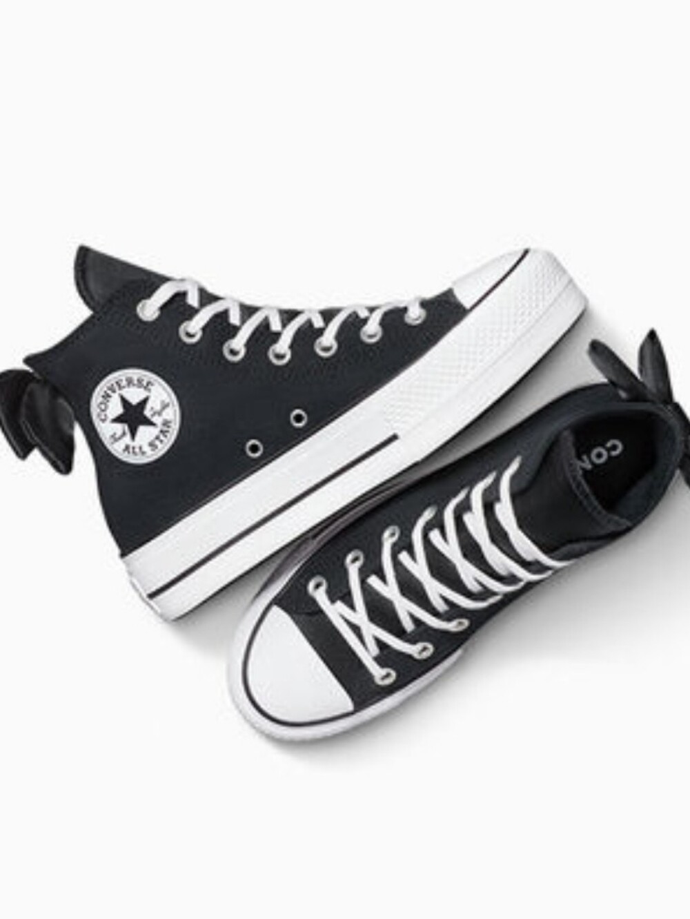 Converse Chuck Taylor All Star Lift Platform Bow Sneakers- Black/Egret
